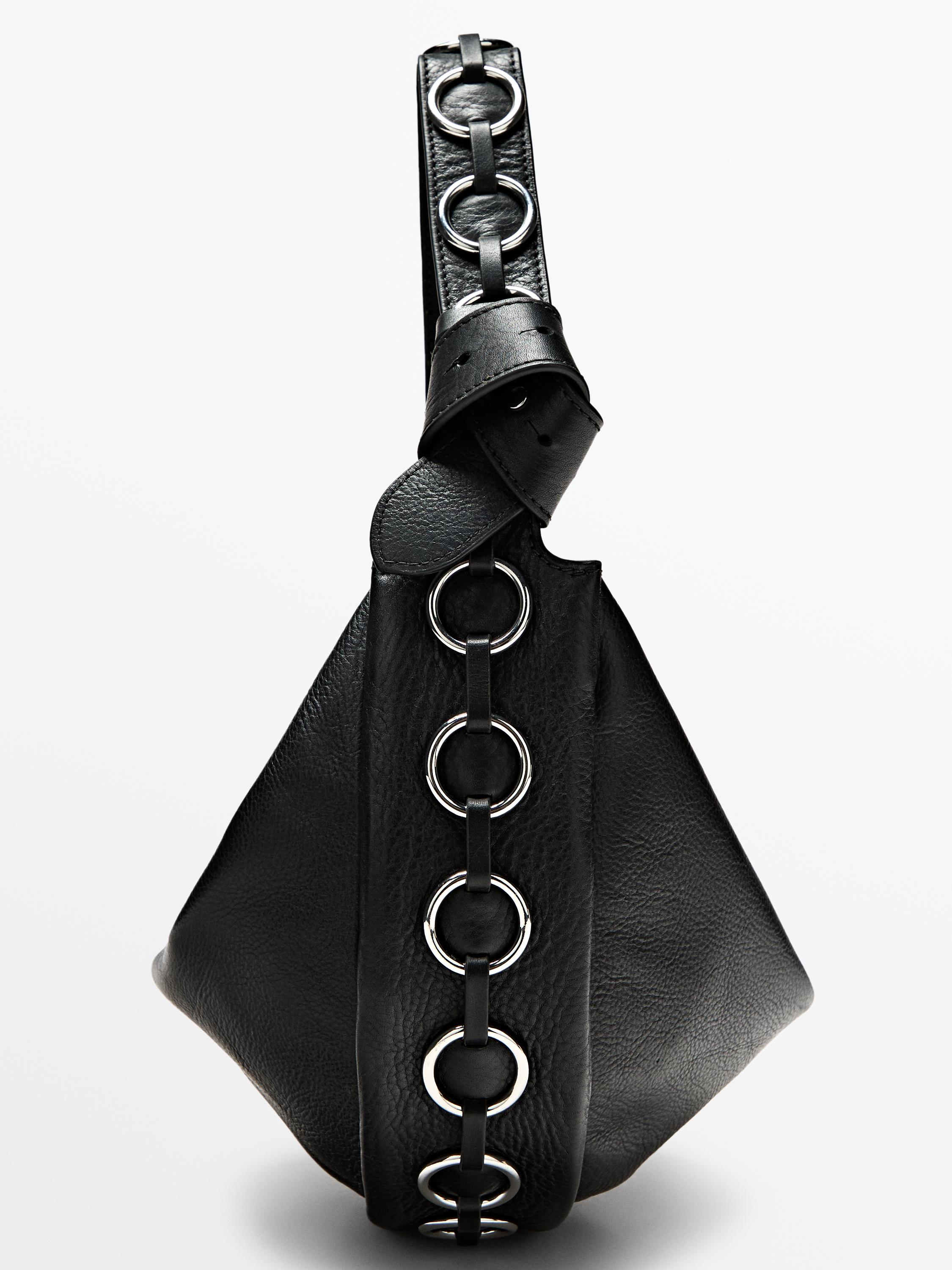 Nappa leather bag with eyelets